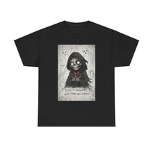Load image into Gallery viewer, Skull Reaper Tee — “Even in Darkness… Good Things Will Find You” Gothic Halloween T-Shirt

