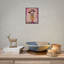 Load image into Gallery viewer, Cute Skeleton Girl Poster — Pink Raincoat &amp; Ghosts Rolled Art Print
