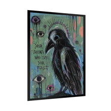 Load image into Gallery viewer, Rolled Poster — Gothic Crow Art Print with 'Your Trauma Was Not Your Fault' Typography
