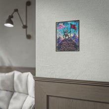 Load image into Gallery viewer, "Challenges Shape You" Robot Wall Art | Inspirational Mountain Peak Flag Print
