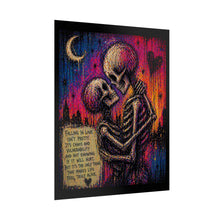 Load image into Gallery viewer, Skull Couple Poster - "Falling in Love" Romantic Gothic Art Print (Rolled Poster)

