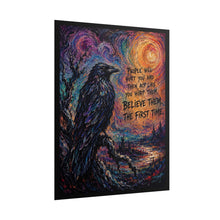 Load image into Gallery viewer, "Believe Them The First Time" Wall Art | Gothic Raven Landscape Print
