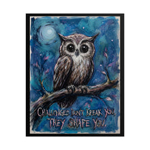 Load image into Gallery viewer, "Challenges Don't Break You" Horned Owl Wall Art | Inspirational Bird Print
