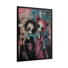 Load image into Gallery viewer, Gothic Emo Couple Art Poster – Spooky Cute Pink Hair &amp; Stripes Wall Art
