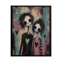 Load image into Gallery viewer, Pastel Goth Couple Art Print – Spooky Skeleton Lovers Rolled Poster
