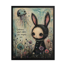 Load image into Gallery viewer, Rolled Poster — Cute Goth Bunny Art Print "Embrace What Makes You Uniquely You"
