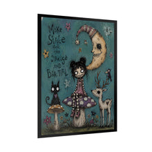 Load image into Gallery viewer, Whimsical Gothic Moonlit Poster — “Make Space for the Strange and Beautiful” Rolled Art Print
