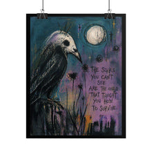 Load image into Gallery viewer, Survivor Crow Poster — 'The Scars You Can't See' Gothic Art Print
