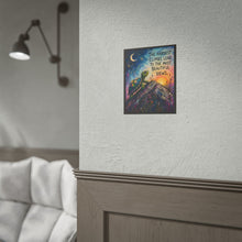 Load image into Gallery viewer, "Hardest Climbs Beautiful Views" Turtle Art Print - Inspirational Mountain Landscape Wall Decor
