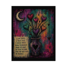 Load image into Gallery viewer, Rolled Poster — Colorful Heart Bouquet Art Print with Polyamory Love Quote
