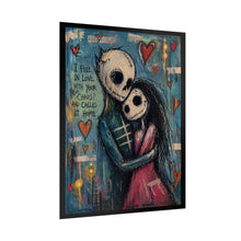 Load image into Gallery viewer, Rolled Poster – Gothic Romantic Skeleton Couple Art Print with “I Fell in Love With Your My Chaos Called It Home” Quote
