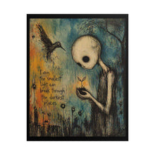 Load image into Gallery viewer, Rolled Poster — 'Even the Smallest Light' Surreal Art Print (Dark Whimsical Decor)
