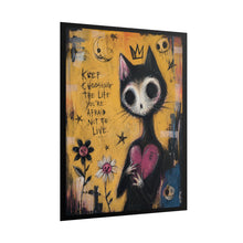 Load image into Gallery viewer, Gothic Black Cat Crown Art Print – "Keep Choosing the Life You're Afraid Not to Live" Quote Wall Decor
