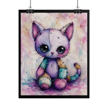 Load image into Gallery viewer, Creepy Cute Voodoo Kitten Poster – Gothic Patchwork Cat Wall Art
