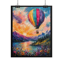 Load image into Gallery viewer, Colorful Hot Air Balloon Mountain Poster - Sunset Nature Landscape Wall Decor
