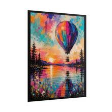 Load image into Gallery viewer, Vibrant Hot Air Balloon Sunset Lake Poster - Colorful Nature Landscape Wall Decor
