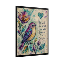 Load image into Gallery viewer, Rolled Poster — 'Be Kind' Colorful Bird Art Print (Inspirational Wall Decor)
