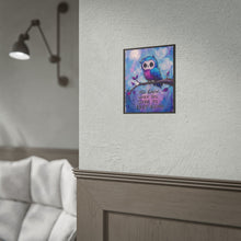 Load image into Gallery viewer, "You Grow When You Dare To Keep Going" Blue Owl Wall Art | Whimsical Animal Print
