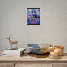 Load image into Gallery viewer, "You Grow When You Dare To Keep Going" Blue Owl Wall Art | Whimsical Animal Print
