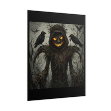 Load image into Gallery viewer, Halloween Scarecrow Poster — Jack-O’-Lantern Scarecrow with Crows Rolled Art Print
