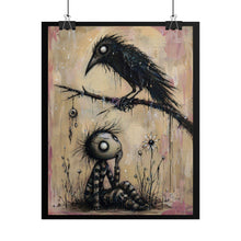 Load image into Gallery viewer, Rolled Poster — Goth Crow &amp; Lonely Child Art Print
