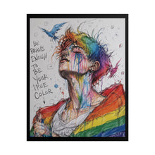Load image into Gallery viewer, "Be Your True Color" Pride Art | Fine Line Sketch Rainbow Flag Poster
