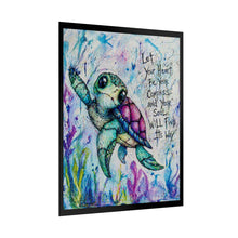 Load image into Gallery viewer, Sea Turtle Inspirational Poster — "Let Your Heart Be Your Compass" Rolled Art Print

