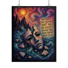 Load image into Gallery viewer, "The People You Trusted Hurt You The Deepest" Wall Art | Vivid Sunset Mask Print
