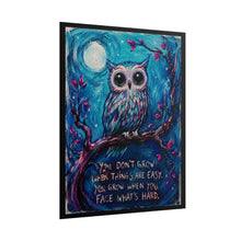 Load image into Gallery viewer, "You Grow When You Face What's Hard" Owl Wall Art | Gothic Full Moon Print
