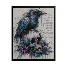 Load image into Gallery viewer, Raven &amp; Skull Art Poster – Gothic Watercolor Print with Quote

