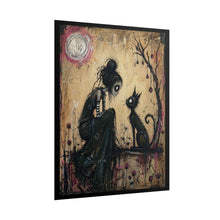 Load image into Gallery viewer, Gothic Girl &amp; Black Cat Art Poster — Rolled Wall Print
