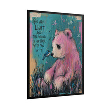 Load image into Gallery viewer, Rolled Poster — 'You Are Light' Pink Bear Inspirational Wall Art
