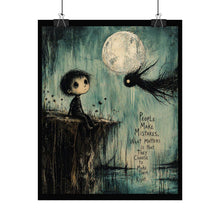 Load image into Gallery viewer, Rolled Poster — Moody Moonlit Illustration with Quote: “People Make Mistakes…”
