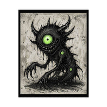 Load image into Gallery viewer, Horror Monster Poster - Green Eyed Creepy Creature Rolled Art Print
