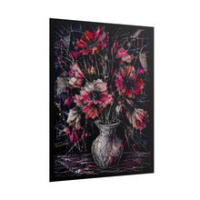 Load image into Gallery viewer, Mystical Gothic Spiderweb Floral Art Print – Dark Whimsy Stitched Bouquet &amp; Vase Wall Decor
