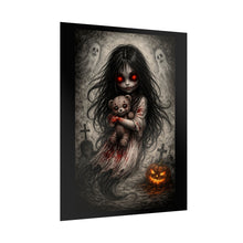 Load image into Gallery viewer, Horror Poster — Creepy Girl with Teddy Ghost Poster (Halloween Wall Art)
