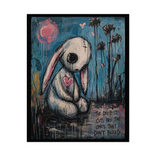 Load image into Gallery viewer, Poster — Sad Bunny Art Print with Quote “The Deepest Cuts Are The Ones That Don’t Bleed”
