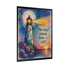 Load image into Gallery viewer, Lighthouse Rolled Poster — 'For Every Shadow, There Is Light' Inspirational Art Print
