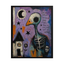 Load image into Gallery viewer, Gothic Bird Skeleton Art Poster — 'Life Will Knock You Down' Rolled Print

