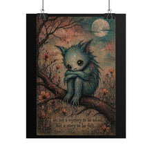 Load image into Gallery viewer, Rolled Poster — Whimsical Moonlit Creature Art Print with Quote
