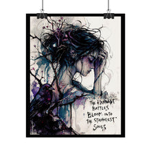 Load image into Gallery viewer, Rolled Poster — 'The Hardest Battles Bloom' Watercolor Portrait Art Print

