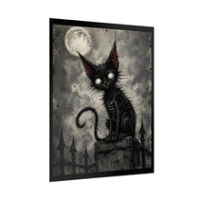 Load image into Gallery viewer, Gothic Moon Cat Poster – Spooky Black Cat Art Print (Rolled Poster)
