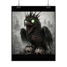 Load image into Gallery viewer, Horror Crow Monster Poster — Glowing Eyes Death Skull Art Print
