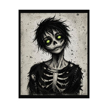 Load image into Gallery viewer, Horror Skeleton Poster — Neon-Eyed Gothic Art Rolled Poster
