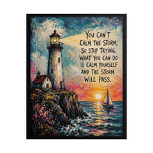 Load image into Gallery viewer, "Calm Yourself" Inspirational Lighthouse Poster – Ocean Wall Art Print

