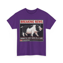 Load image into Gallery viewer, Chris P. Bacon Runaway Pig Breaking News T-Shirt - Size S - 5XL
