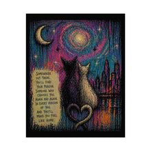 Load image into Gallery viewer, Rolled Poster – Romantic Cats Nightscape with Love Quote | Romantic Wall Art Gift
