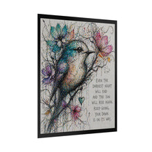 Load image into Gallery viewer, Inspirational Bird Art Poster - "Even the Darkest Night" Motivational Rolled Print
