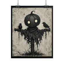 Load image into Gallery viewer, Scarecrow Pumpkin Poster – Spooky Gothic Halloween Rolled Art Print
