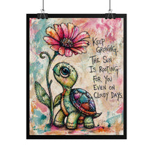 Load image into Gallery viewer, Rolled Poster — Cute Turtle Art Print with "Keep Growing" Inspirational Quote
